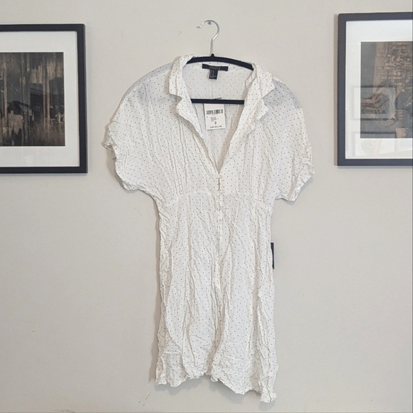Forever 21 White Dress with Black Polka Dots - Picture 1 of 3